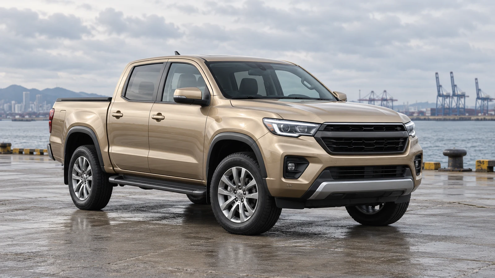 Pickup truck with a champagne-gold metallic paint concept
