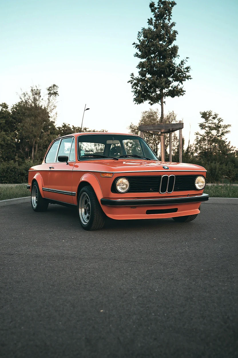 Classic BMW 2002 with an orange paint concept