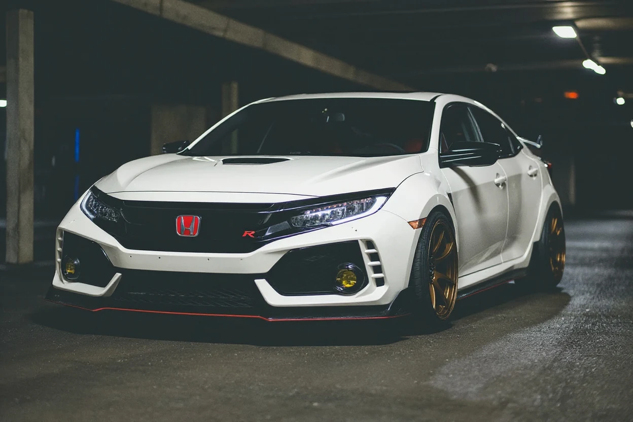 White Honda Civic Type R with a widebody concept