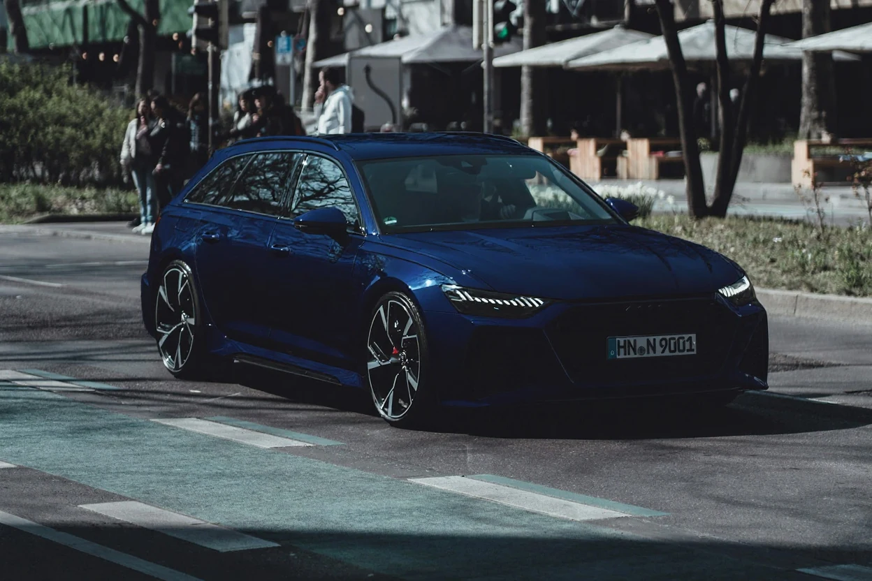 Audi RS6 Avant with a deep blue satin wrap concept