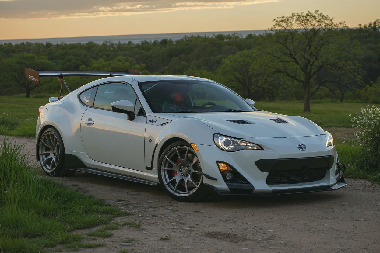 White Toyota 86 with a JDM wheel and styling concept